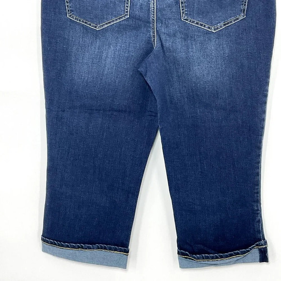 NYDJ Marilyn‎ Crop Straight Jeans Women Sz 12 Stretch Dark Wash Denim - Picture 7 of 10
